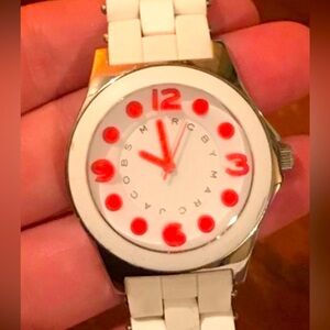 Marc Jacobs Coral/Hot Pink and White Watch